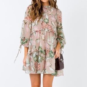 Princess Polly Pastel Floral Long Sleeve Dress
